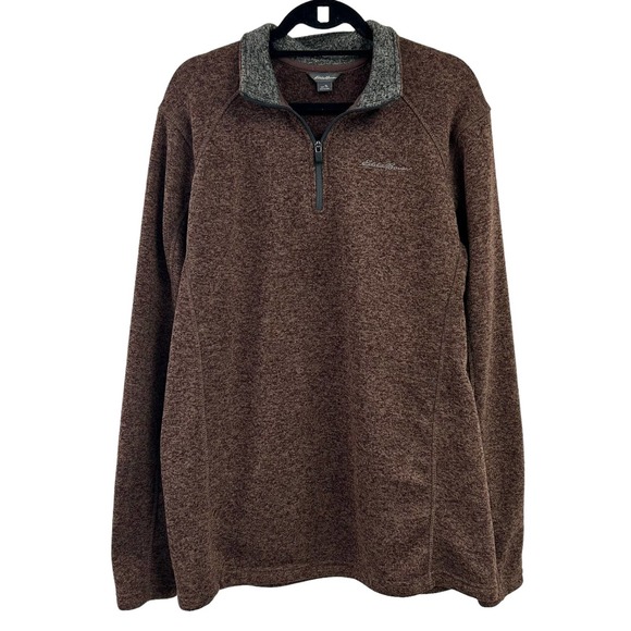 Eddie Bauer Men's Brown 1/4 Zip Pullover Tall Large - Picture 1 of 5